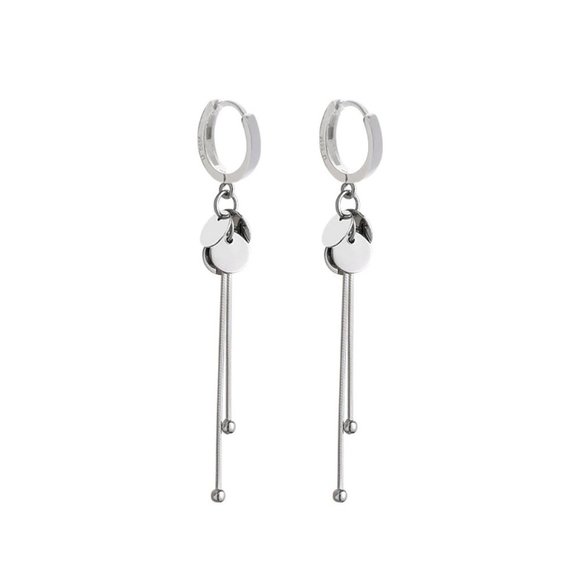 *NEW 925 Sterling Silver Coin Tassel Hoop Earrings - Picture 9 of 9